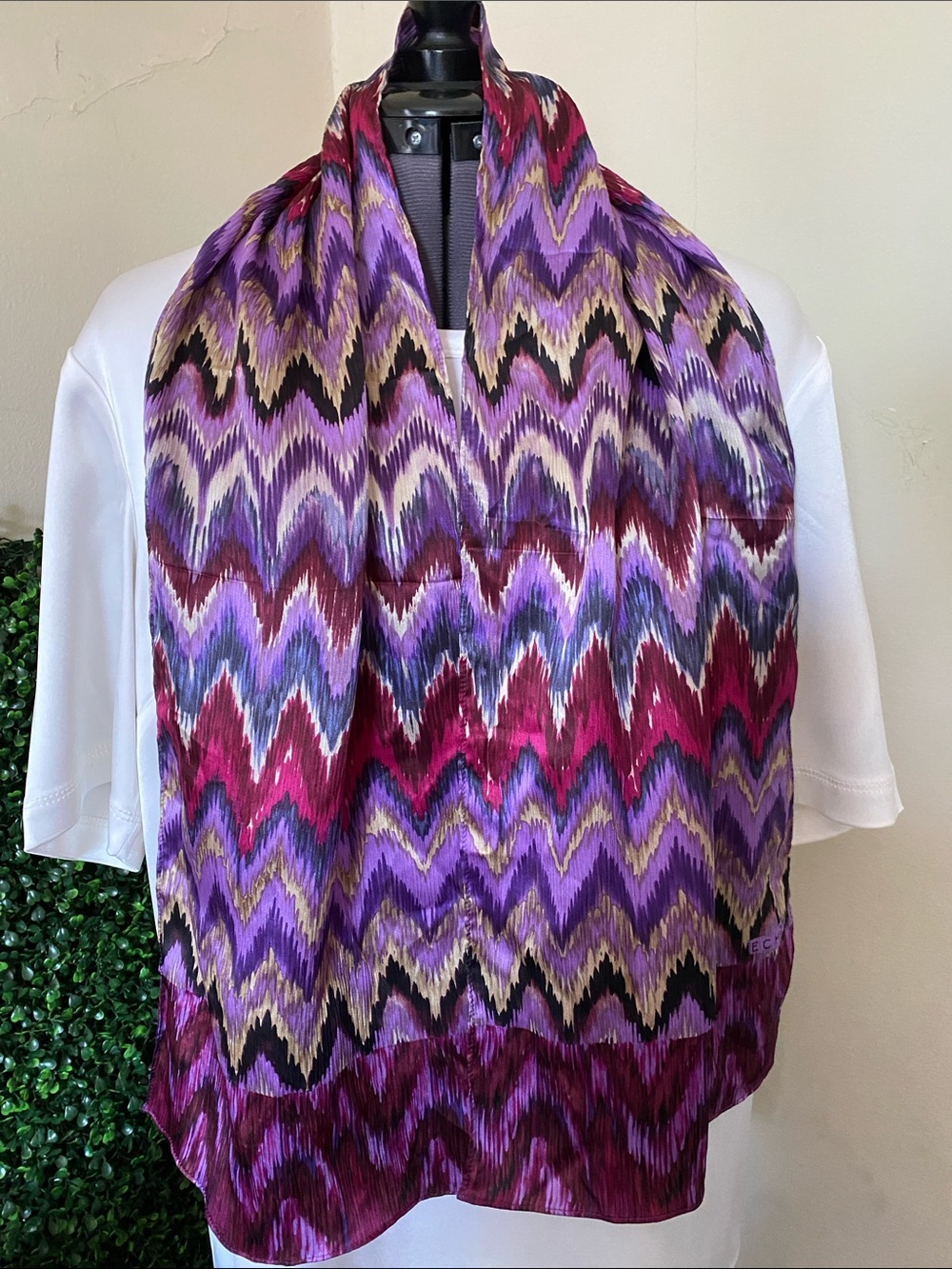 Echo Design Purple and Magenta Chevron-Style Silk Scarf